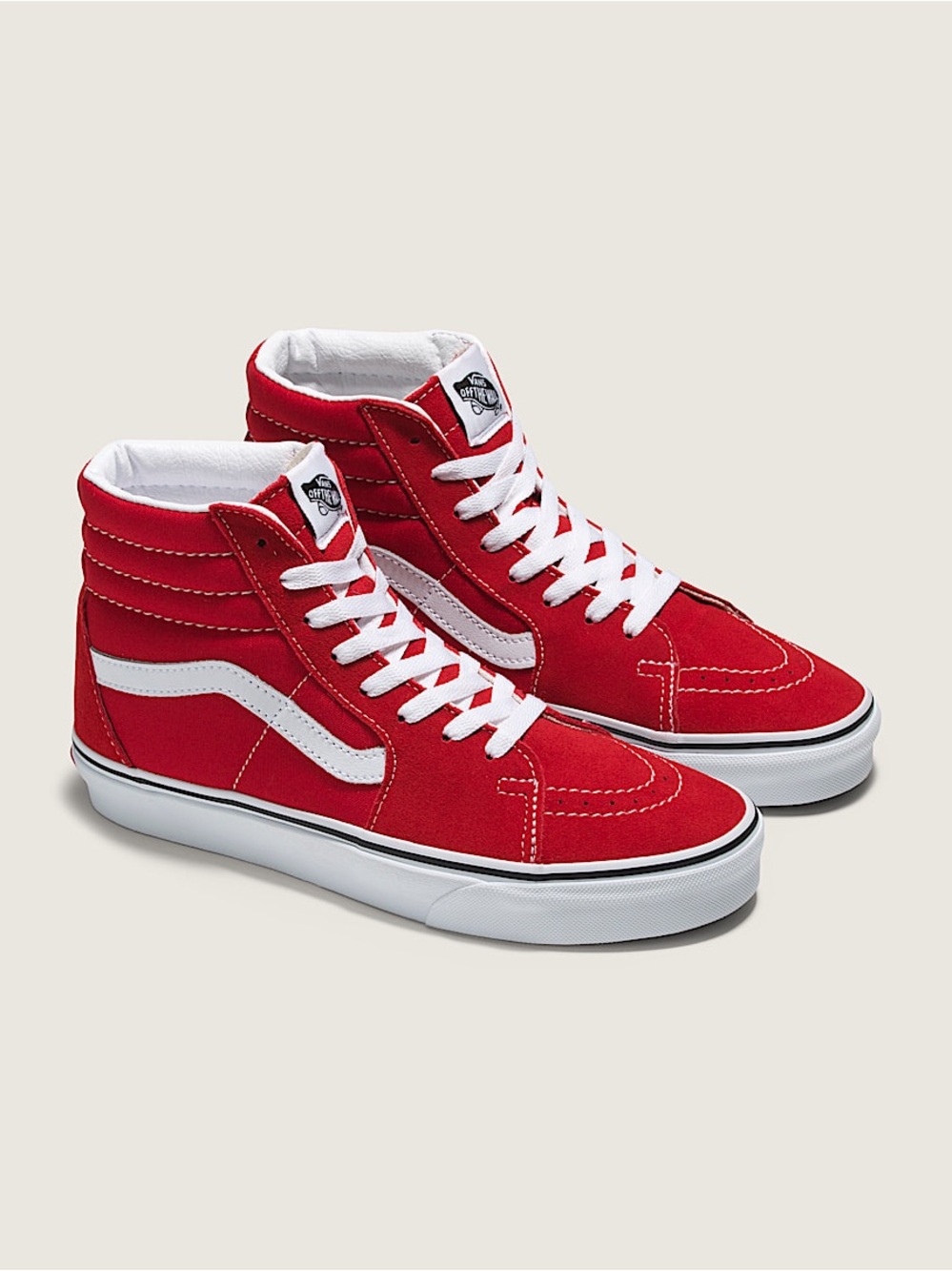 Vans Classic Suede Sk8 High-Top Sneakers in Red and White